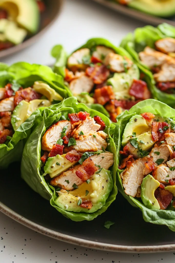 Chicken Bacon Avocado Lettuce Wraps
