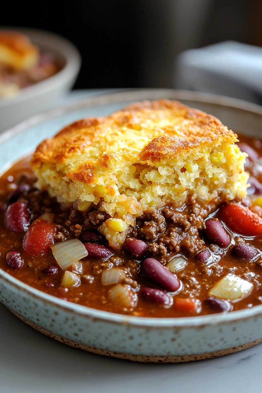 Cornbread Topped Chili Pie Recipe