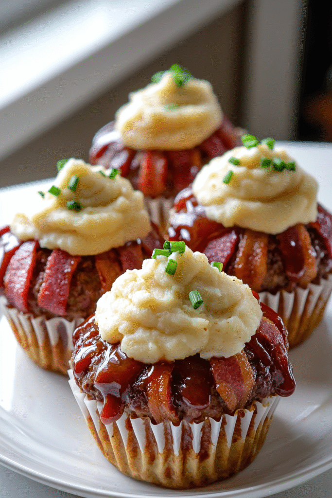BBQ Bacon-Wrapped Meatloaf Cupcakes