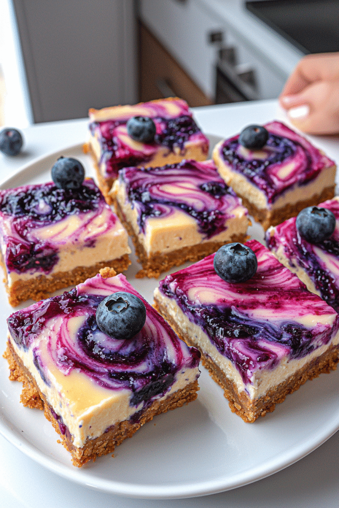 Blueberry Swirl Cheesecake Bars