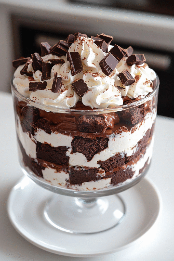 Chocolate Brownie Trifle with Whipped Cream