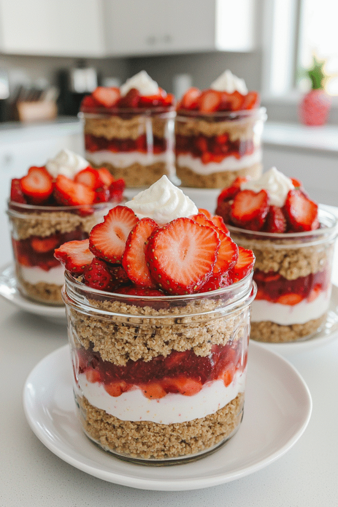 No-Bake Strawberry Cheesecake Jars