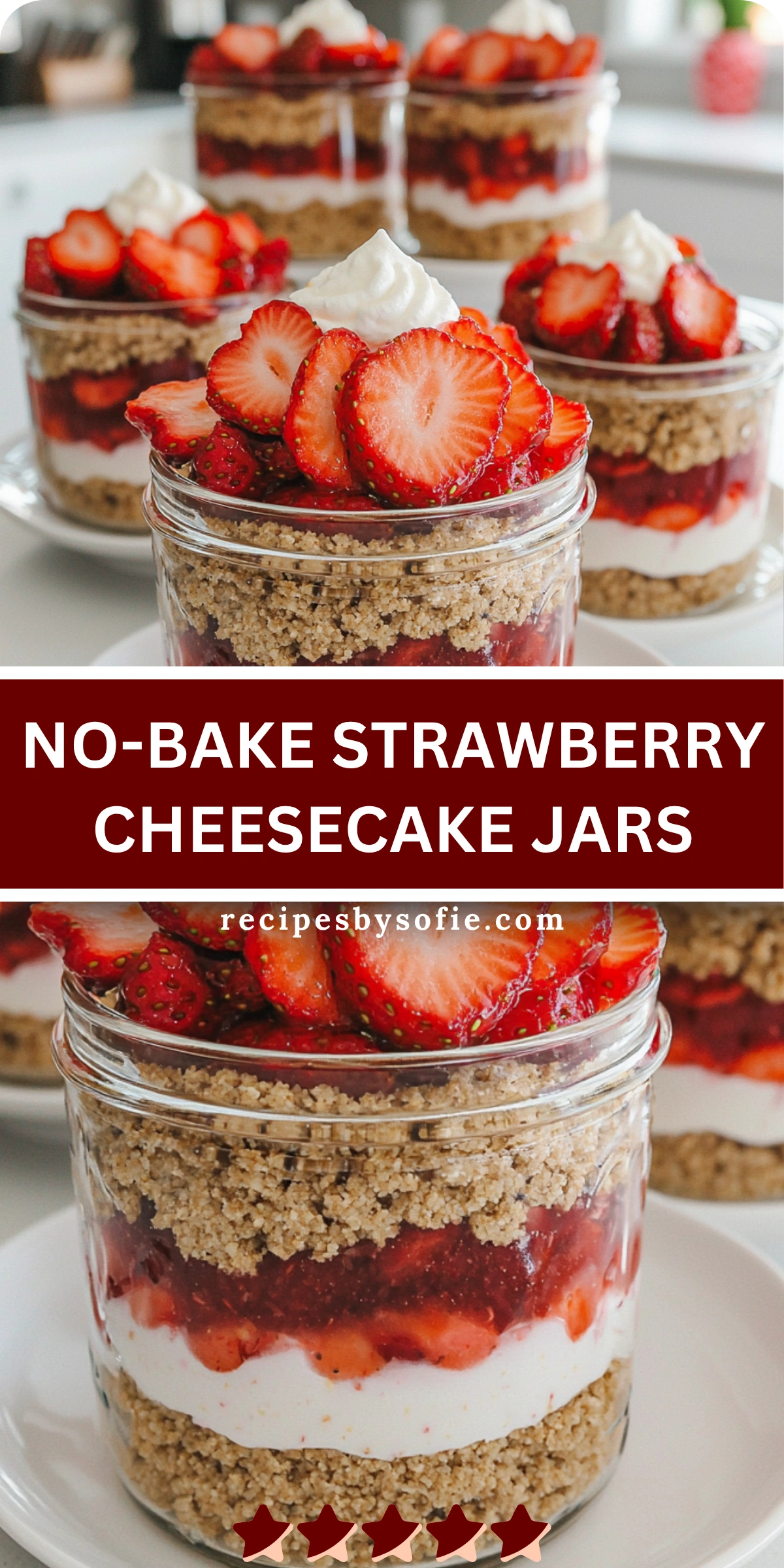 No-Bake Strawberry Cheesecake Jars