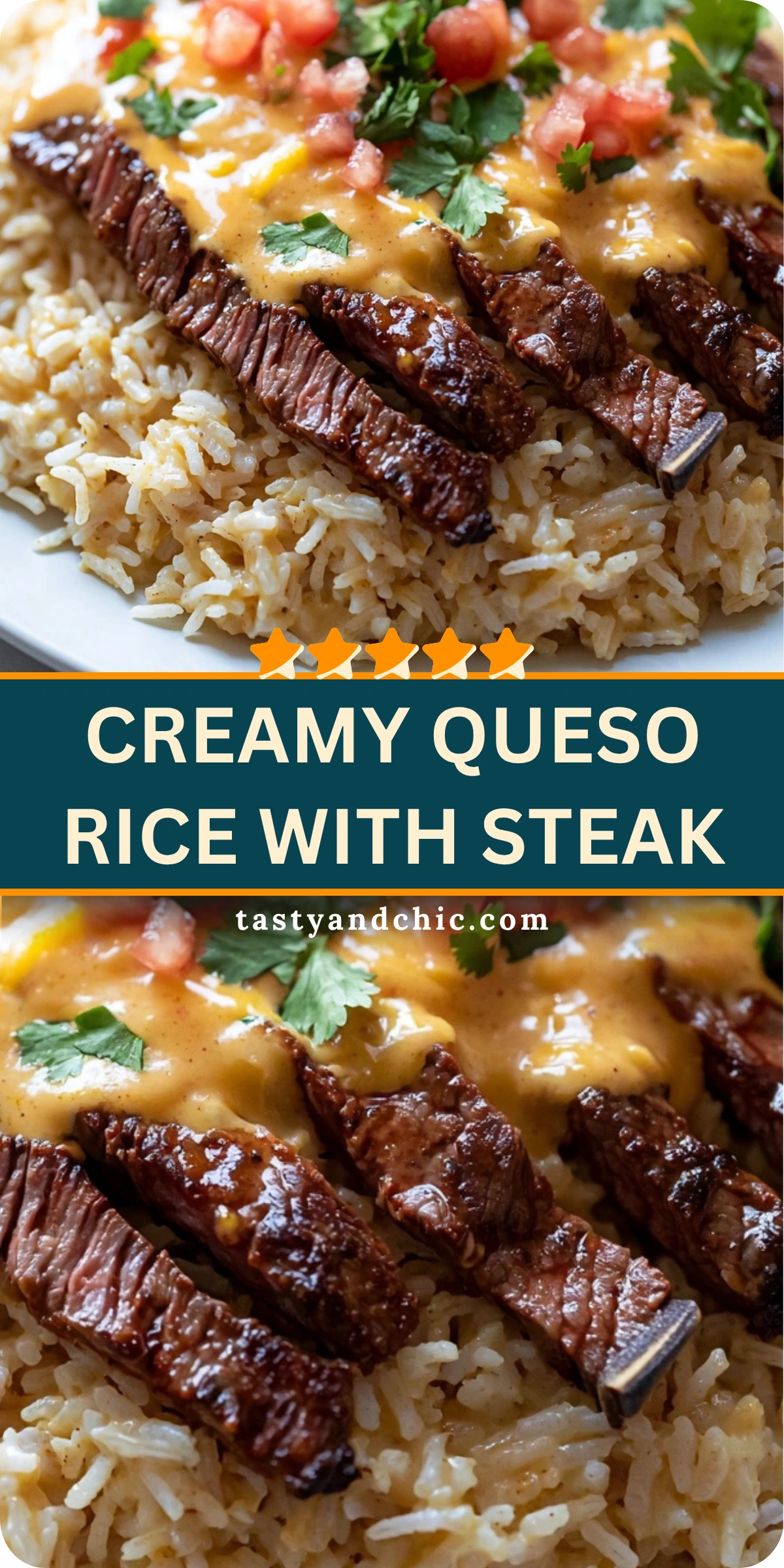 Creamy Queso Rice with Steak
