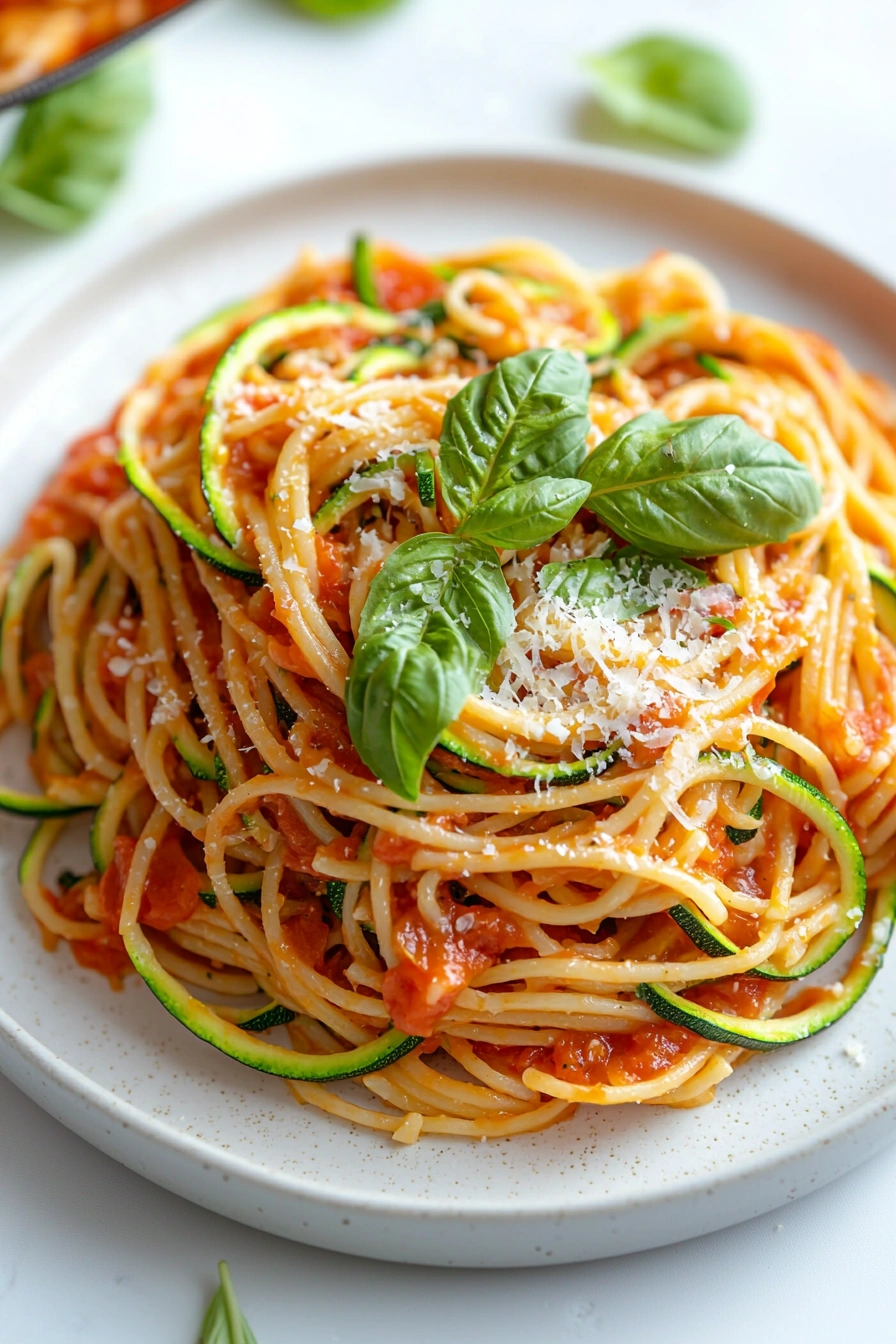 Healthy Tomato Zucchini Pasta