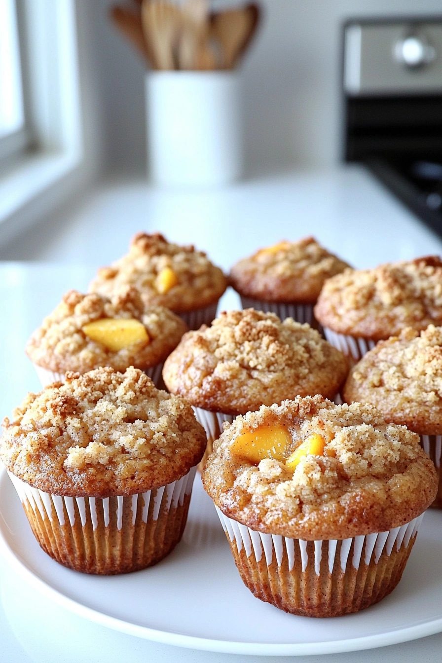 Homemade Peach Cobbler Muffins