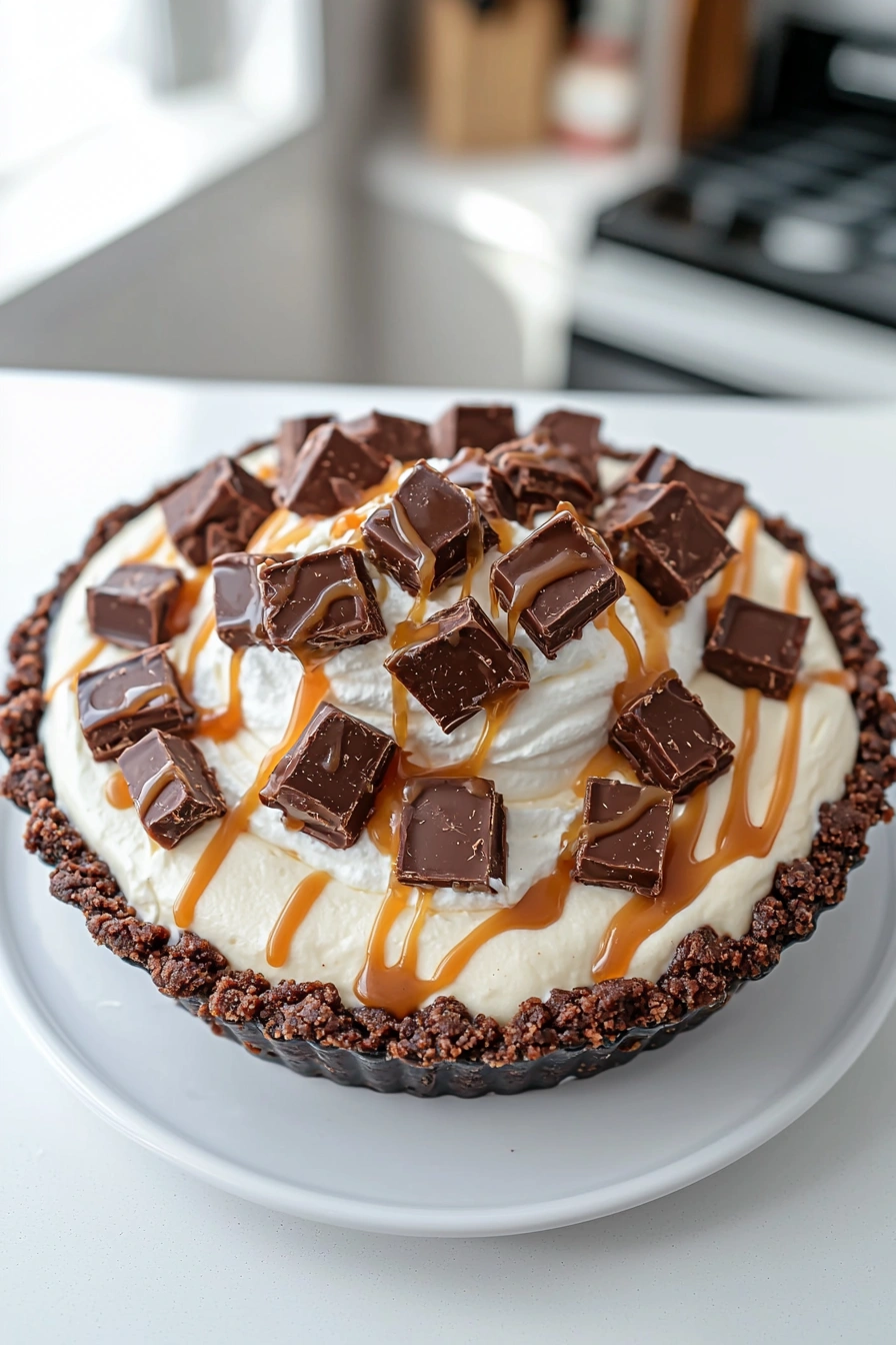 No-Bake Snickers Pie