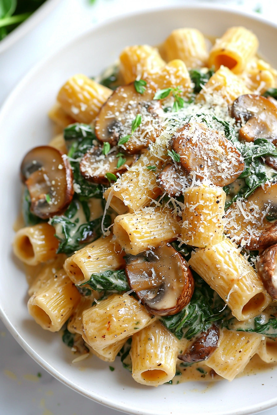 Parmesan Spinach Mushroom Pasta