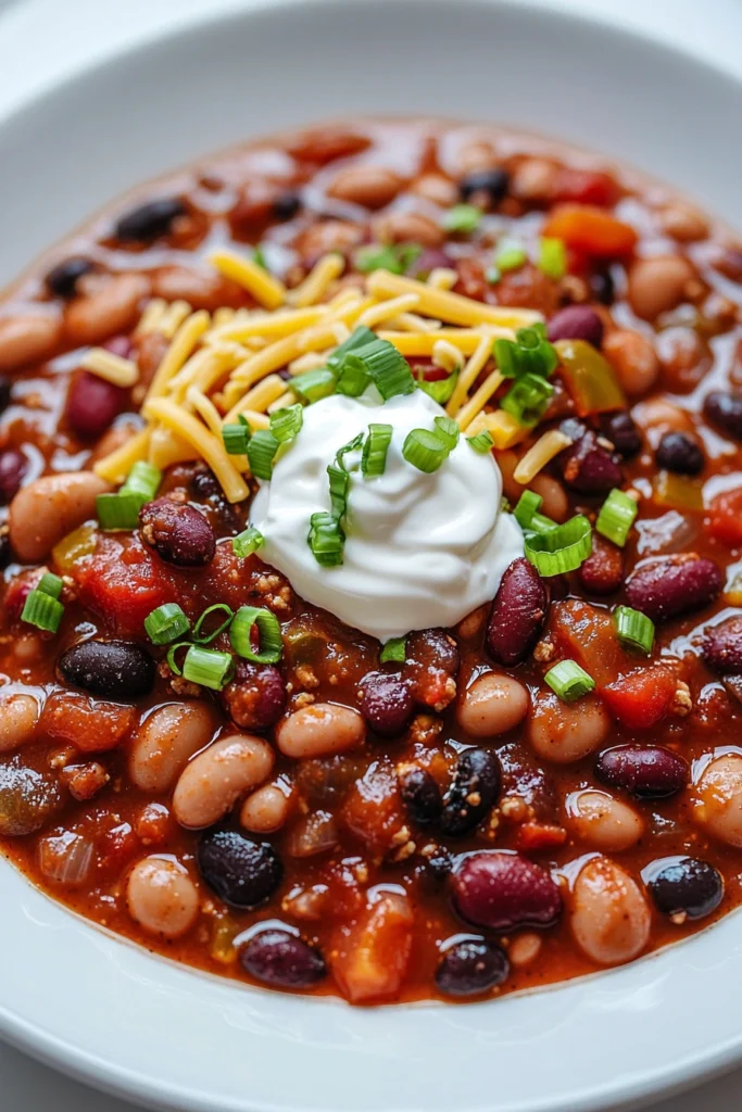 Simple Vegetarian Three Bean Chili